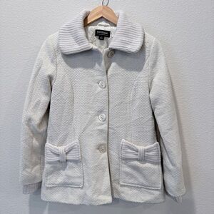 Off White Bow Pocket Coat S Coquette Balletcore Old Money Quilted Lined Boutique